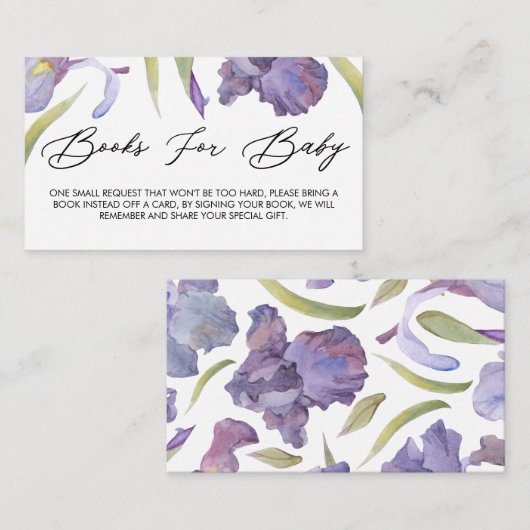 Waterverf Iris Floral Spring Garden Boos for Bab Informatiekaartje (Voorkant / Achterkant)