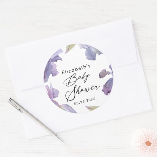 Waterverf Iris Floral Spring Garden Ronde Sticker (Envelop)