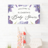 Waterverf Iris Floral Spring Garden Welcome Sign Spandoek (Insitu)