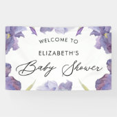 Waterverf Iris Floral Spring Garden Welcome Sign Spandoek (Horizontaal)