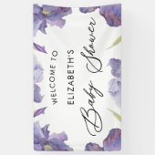 Waterverf Iris Floral Spring Garden Welcome Sign Spandoek (Verticaal)