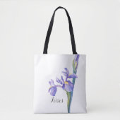 Waterverf Iris Floral Tote Bag (Voorkant)