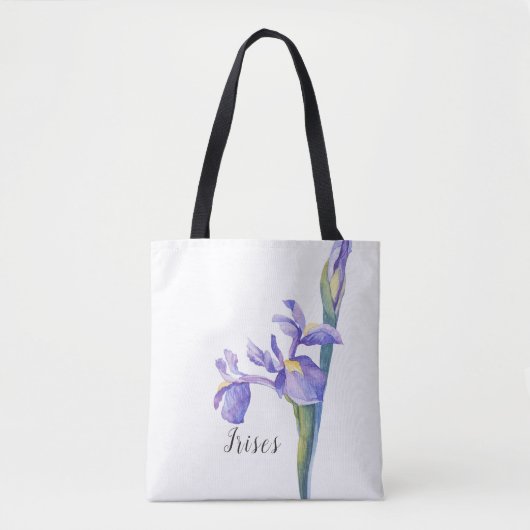 Waterverf Iris Floral Tote Bag (Voorkant)