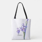 Waterverf Iris Floral Tote Bag (Achterkant)