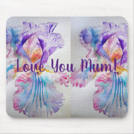 Waterverf Iris Flower Love Mum Mouse Mat Paars Muismat