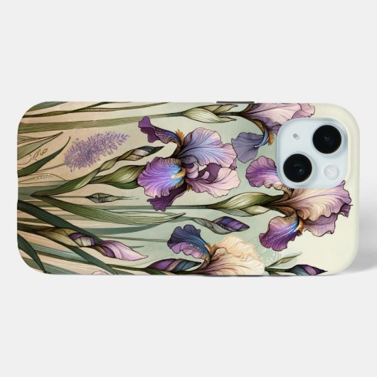Waterverf Iris Geboortebloem voor februari Case-Mate iPhone Case (Achterkant (horizontaal))