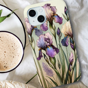 Waterverf Iris Geboortebloem voor februari iPhone 15 Case