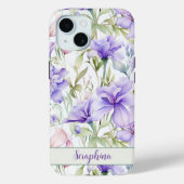 Waterverf Iris in Paarse aangepaste naam Case-Mate iPhone Case (Achterkant)