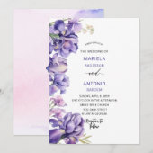 Waterverf Iris Lila Bloemen Waterverf bruiloft Kaart (Voorkant / Achterkant)