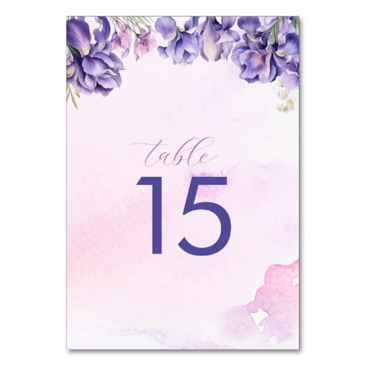 Waterverf Iris Lila bloemhuwelijk Kaart (Achterkant)