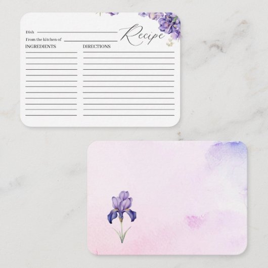 Waterverf Iris Lila Recept cardEnclosure Kaart (Voorkant / Achterkant)