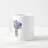 Waterverf Iris Mason Jar Paarse Bloem Mok (Voorkant links)