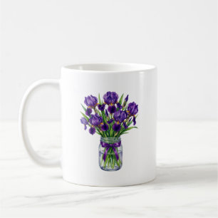 Waterverf Iris Mason Jar Paarse Bloem Mok