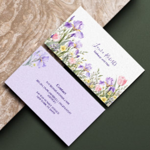 Waterverf Iris Tulp Zakelijk Lavendel Roze Visitekaartje