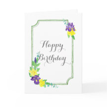 Waterverf Irises en Daffodils Wenskaart