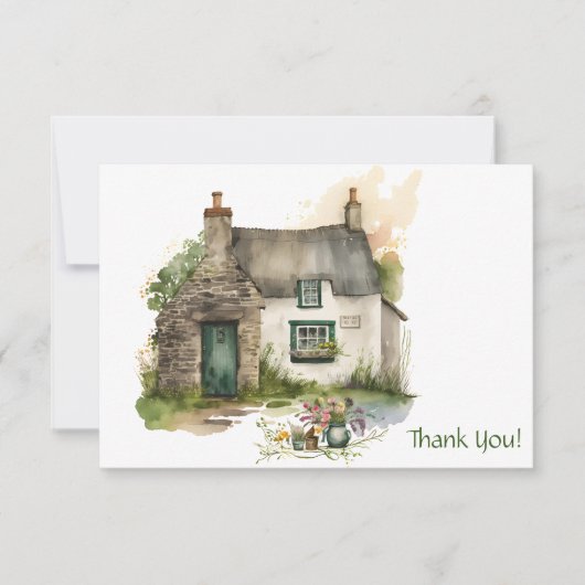 Waterverf Irish Cottage Bedankkaart (Voorkant)