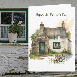 Waterverf Irish Cottage Happy St. Patrick's Day Kaart