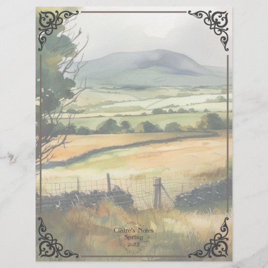 Waterverf Irish Countryside Looseleaf Note Sheet (Achterkant)