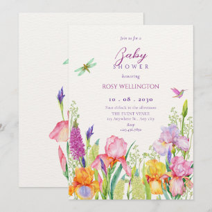 Waterverf Irish Flowers baby shower Kaart