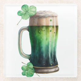 WATERVERF IRISH GREEN BEER IN EEN MOK GLAZEN ONDERZETTER