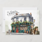 Waterverf Irish Pub Happy St. Patrick's Day Feestdagenkaart (Voorkant)