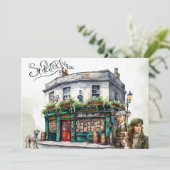 Waterverf Irish Pub Happy St. Patrick's Day Feestdagenkaart (Staand voorkant)