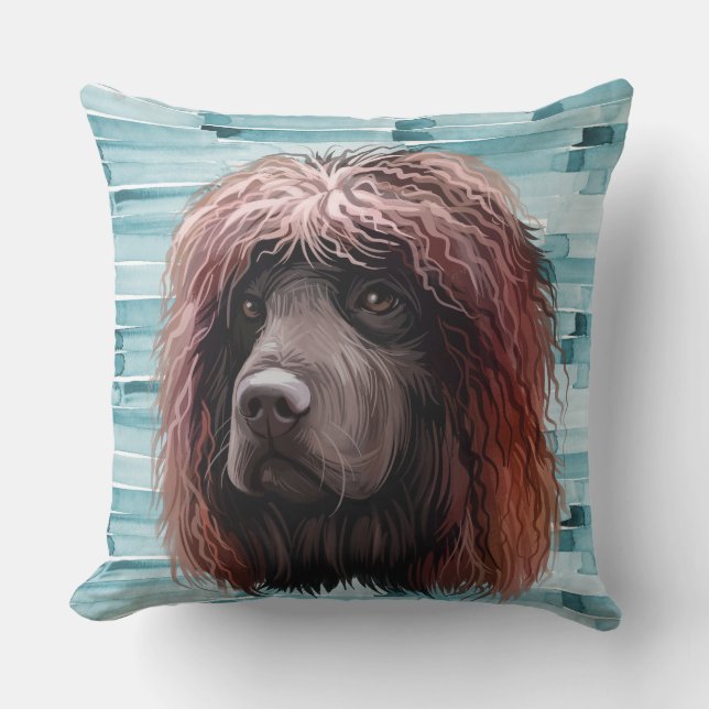 WATERVERF IRISH WATER SPANIEL HONDENGEZICHT KUSSEN (Voorkant)
