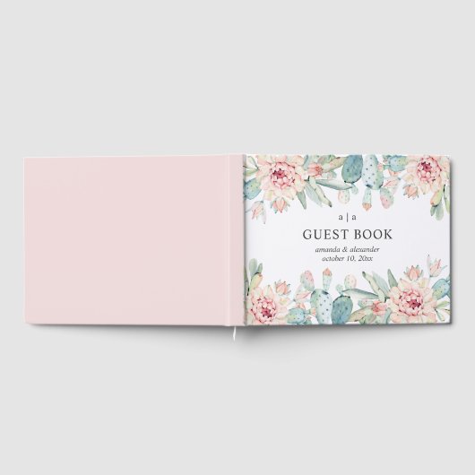 Waterverf is een sappige bruiloft. Roze florale ca Gastenboek (Volledig)