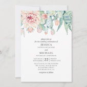 Waterverf is een sappige bruiloft. Roze florale ca Kaart (Voorkant)