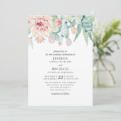 Waterverf is een sappige bruiloft. Roze florale ca Kaart (Staand voorkant)