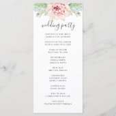 Waterverf is een sappige bruiloft. Roze florale ca Programmakaart (Achterkant)