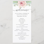 Waterverf is een sappige bruiloft. Roze florale ca Programmakaart (Voorkant)