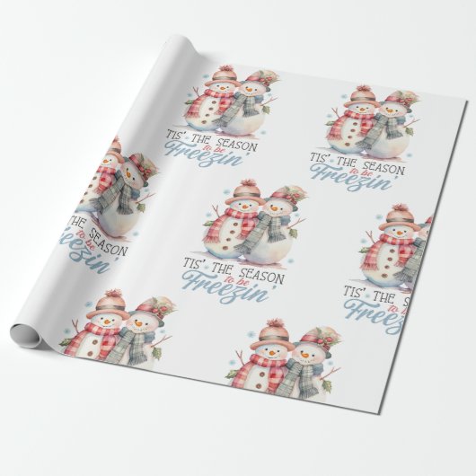 Waterverf is het seizoen om te bevriezen cadeaupapier (Uitgerold)