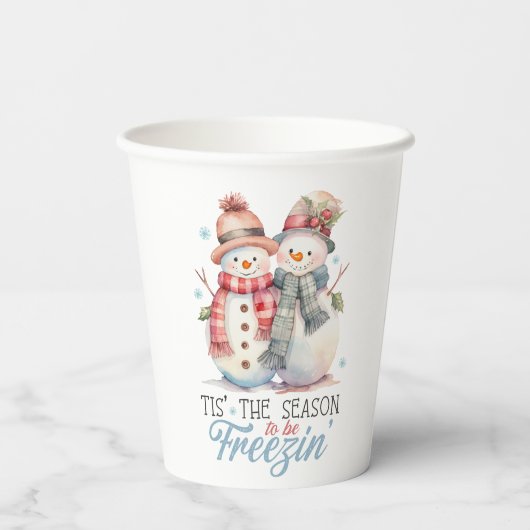 Waterverf is het seizoen om te bevriezen papieren bekers (Achterkant)