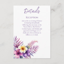 Waterverf Island Romance-bruiloft Details- Informatiekaartje