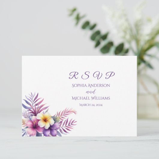Waterverf Island Romance-RSVP-Wedding- Briefkaart (Staand voorkant)
