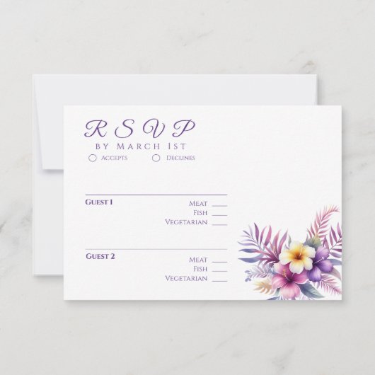 Waterverf Island Romance-RSVP-Wedding- Briefkaart (Achterkant)
