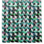 Waterverf Isometrisch met Goud en marmer Galaxy Douchegordijn (Voorkant)