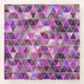 Waterverf Isometrisch met Goud en marmer Galaxy Glazen Onderzetter (Voorkant)