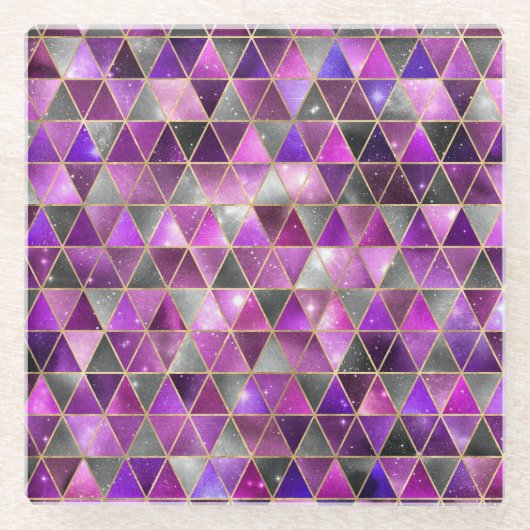 Waterverf Isometrisch met Goud en marmer Galaxy Glazen Onderzetter (Voorkant)
