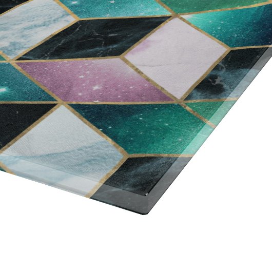 Waterverf Isometrisch met Goud en marmer Galaxy Snijplank (Hoek)