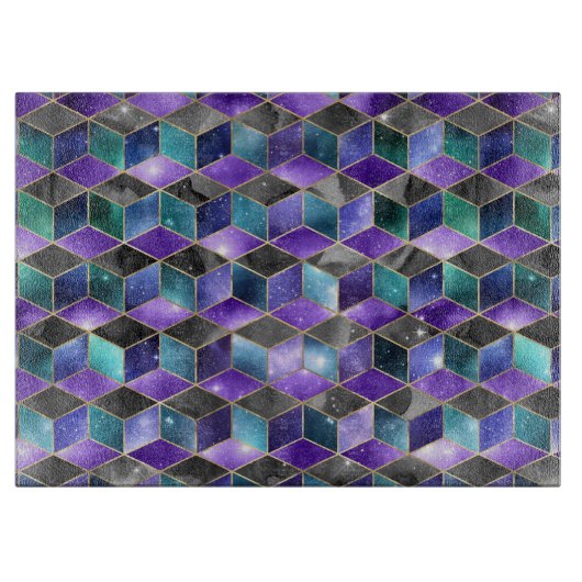 Waterverf Isometrisch met Goud en marmer Galaxy Snijplank (Voorkant)