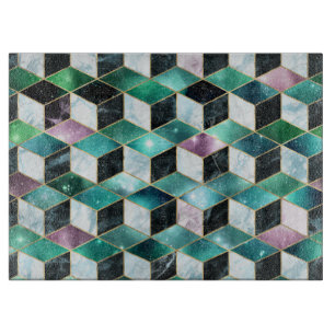 Waterverf isometrisch met gouden en marmeren melkw snijplank