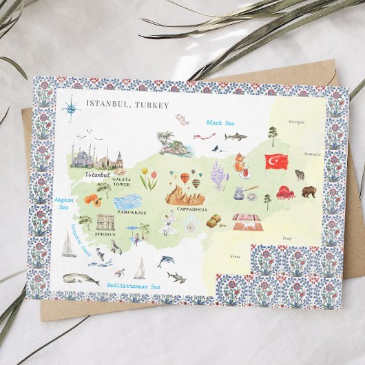 Waterverf Istanboel, Turkije Kaart