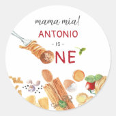 Waterverf Italiaan 1e verjaardag Ronde Sticker (Voorkant)