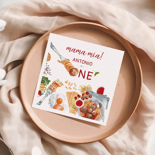 Waterverf Italiaan 1e verjaardag Servet