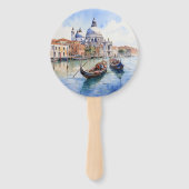 Waterverf Italiaans Bestemming Venetië Bruiloft Handwaaier (Achterkant)