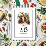 Waterverf Italiaans bestemmingshuwelijk Kaart<br><div class="desc">Italië locatie trouwtafel nummer kaart.</div>