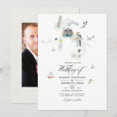 Waterverf Italiaans bestemmingweddenschap Foto Kaart (Voorkant / Achterkant)