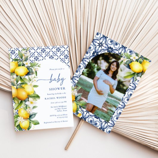 Waterverf Italiaans citroen Baby shower Kaart